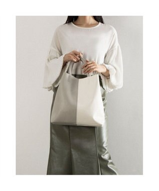 UNBILLION カシュカシュ cachecache / バイカラーフェイクレザートート グレーミックス