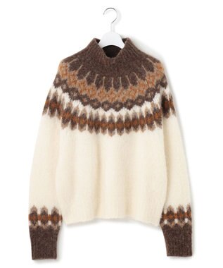 23区 L シャギージャガード タートルネック ニット オフベース
