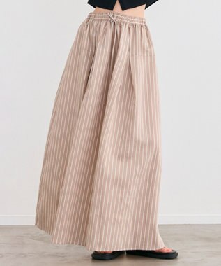 BEIGE， 【洗える】FREESIA / イージーウエストストライプフレアスカート