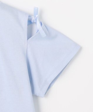 ANY KIDS 【洗濯機可能】肩あき ロゴ刺繍Tシャツ サックスブルー
