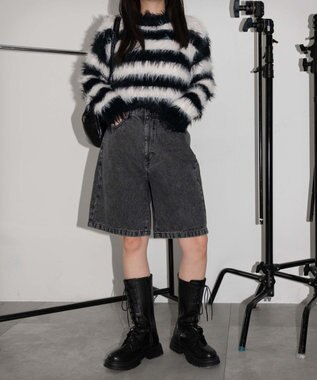 WEGO ヴィンテージウォッシュデニムハーフパンツ ブラックその他