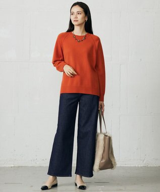 自由区 L ウールカシミヤブレンドラグランスリーブ ニット オレンジ