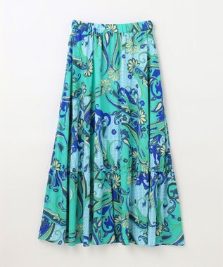 GRACE CONTINENTAL ペイズリープリントギャザスカート グリーン