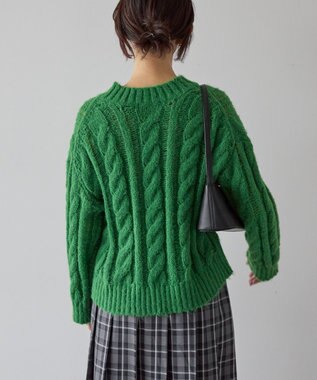 AMERICAN HOLIC 透かしケーブルニットプルオーバー Green