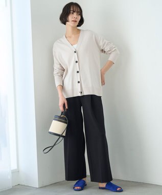 UNFILO 【11サイズ展開】 BEAUTY MOVE タックワイドパンツ ブラック