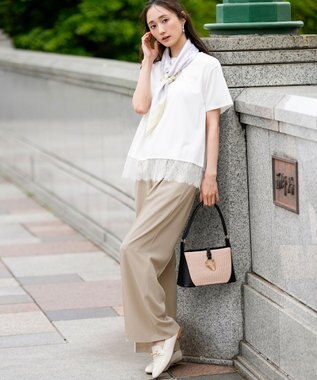 ANY SIS L 裾レース半袖Ｔシャツ オフ