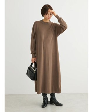 Green Parks もちやわ　ハイゲージニットワンピース Dark Gray Mixture