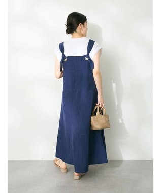 CRAFT STANDARD BOUTIQUE 前後2WAY麻調パネルワンピース Navy