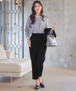 Tiaclasse 【小倉優子さん着用・ダブルクロス・洗える】テーパードパンツ ブラック