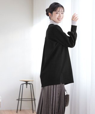 Tiaclasse 【洗える】ボンディングパフスリーブチュニック ブラック