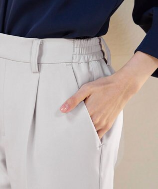 Tiaclasse 【小倉優子さん着用・ダブルクロス・洗える】テーパードパンツ グレージュ