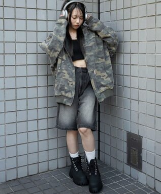 WEGO ワーカーズキルトフードブルゾン 柄1