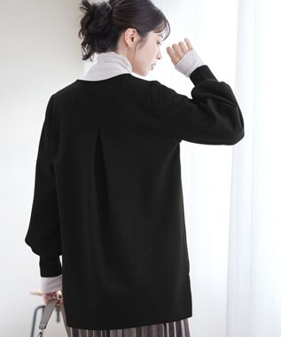 Tiaclasse 【洗える】ボンディングパフスリーブチュニック ブラック