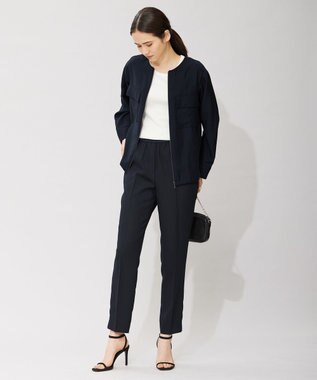 ICB リヨセルナイロンワッシャー ノーカラーブルゾン ネイビー系