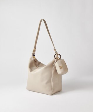 russet カラビナ付き レザーミニポーチ型チャーム(Z-220) GrayBeige