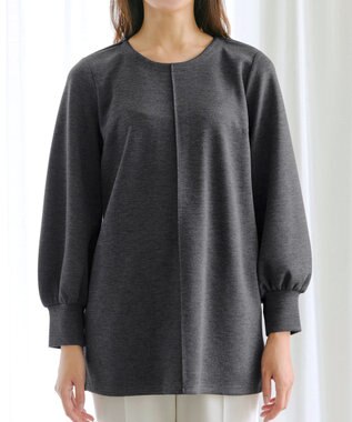 Tiaclasse 【洗える】ボンディングパフスリーブチュニック チャコールグレー