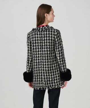 GRACE CONTINENTAL ツイードファーコート ブラック