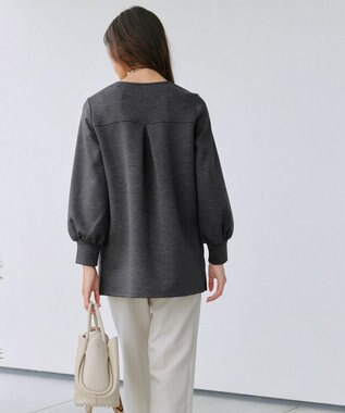 Tiaclasse 【洗える】ボンディングパフスリーブチュニック チャコールグレー