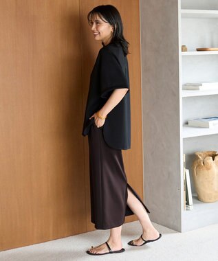 UNFILO L BEAUTY FORM JERSEY Light Iラインスカート ブラウン