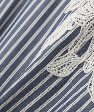 YECCA VECCA フラワーレースカシュクールワンピース Stripe