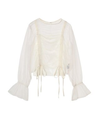 Green Parks ・ＥＬＥＮＣＡＲＥ　ＤＵＥ　チュールギャザーブラウス Ivory