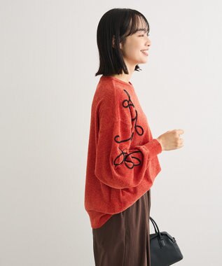 Green Parks 刺繍コードニットプルオーバー Orange