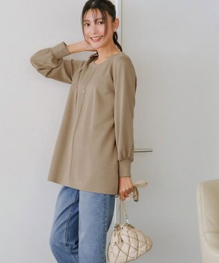 Tiaclasse 【洗える】ボンディングパフスリーブチュニック モカ