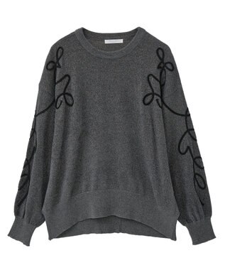 Green Parks 刺繍コードニットプルオーバー Gray