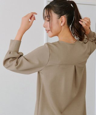 Tiaclasse 【洗える】ボンディングパフスリーブチュニック モカ
