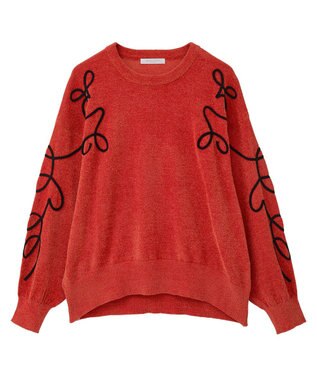 Green Parks 刺繍コードニットプルオーバー Orange