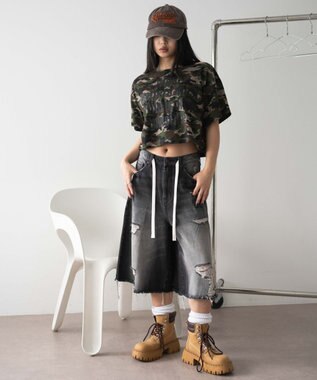 WEGO グラフィックオフショルショートT 柄1