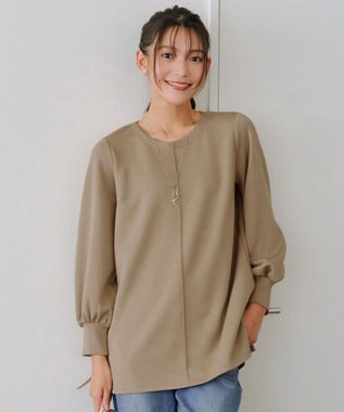 Tiaclasse 【洗える】ボンディングパフスリーブチュニック モカ