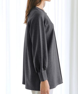 Tiaclasse 【洗える】ボンディングパフスリーブチュニック チャコールグレー
