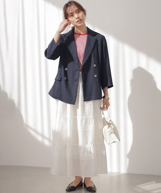 組曲 ライトリネンライク ジャケット ネイビー系