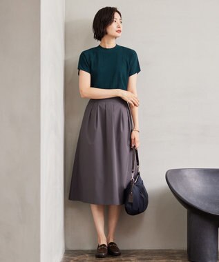 J.PRESS LADIES 【洗える】SOLO ECOタフタ タック スカート グレー系