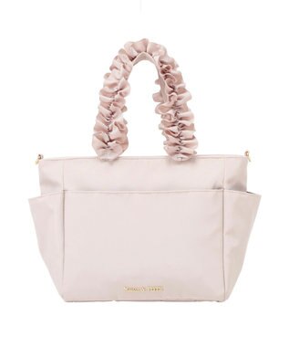 Maison de FLEUR 撥水加工フリルハンドル2Wayトートバッグ Grayish Pink