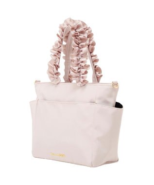 Maison de FLEUR 撥水加工フリルハンドル2Wayトートバッグ Grayish Pink