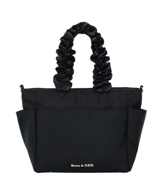 Maison de FLEUR 撥水加工フリルハンドル2Wayトートバッグ Black