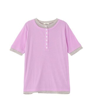 earth music&ecology シアーレイヤード風5分袖プルオーバー Lilac
