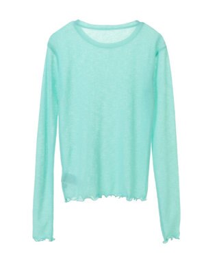 earth music&ecology シアーリブロゴ刺繍プルオーバー Mint Green