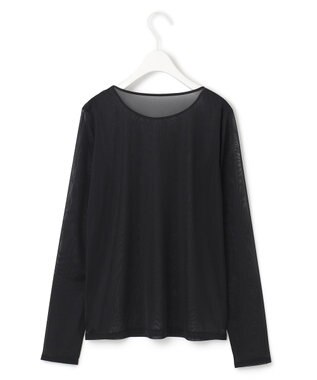ICB L 【洗える】 マットトリコットチュール シアーカットソー ブラック系