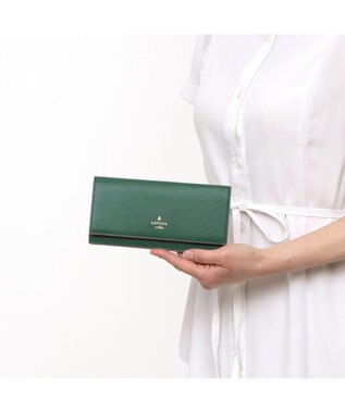 LANVIN en Bleu リム 被せ薄マチ長財布 ダークグリーン