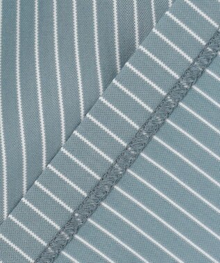 J.PRESS LADIES ストライプジャージー モックネック カットソー グレイッシュグリーン系