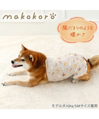 PET PARADISE ペットパラダイス makokoro ペティヒート 腹巻 《犬柄》 中型犬 大型犬 グレイッシュベージュ