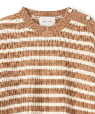 BEIGE， PONT NEUF/ ボーダーニットトップス Camel×Ecru