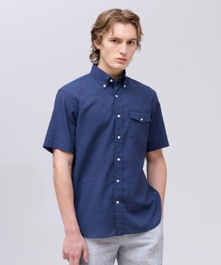 J.PRESS MEN 【遮熱 / 高通気性】ハケメパッチフラップ 半袖シャツ / B.D.