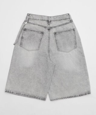 WEGO 【ユニセックス着用ITEM】チェーン付きスーパーバギーデニムショーツ グレー