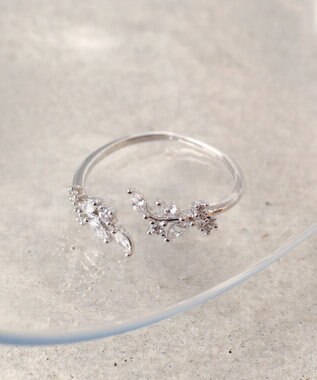 Tiaclasse ボタニカルモチーフストーンリング シルバーC