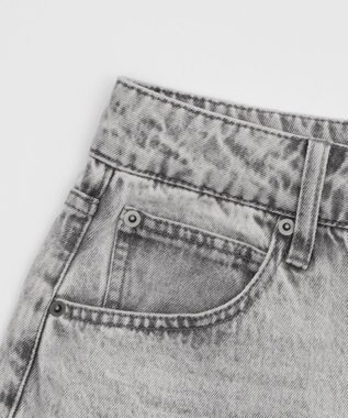 WEGO 【ユニセックス着用ITEM】チェーン付きスーパーバギーデニムショーツ グレー