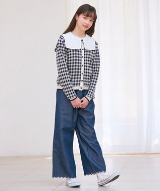 ANY KIDS デニム ワイド パンツ ネイビー